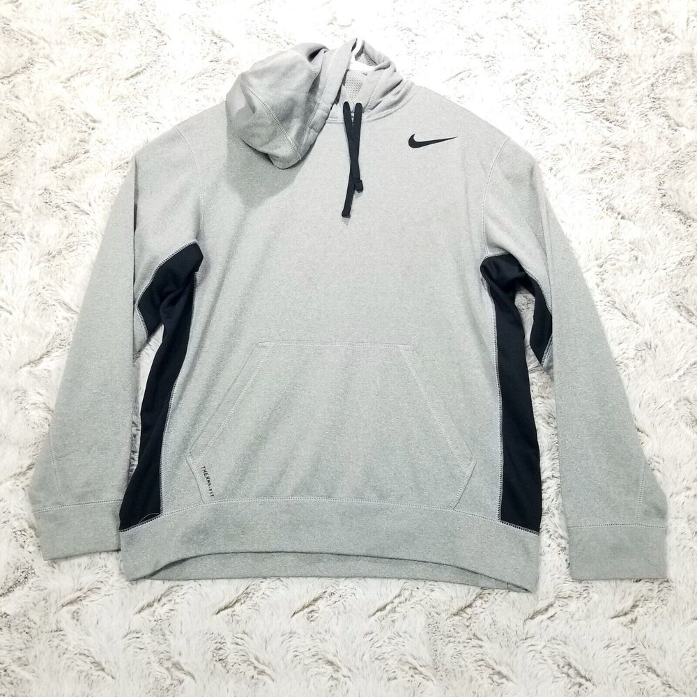 Nike Therma-Fit‎ Mens Size Medium Pullover Hoodie Sweatshirt Gray 465784-066